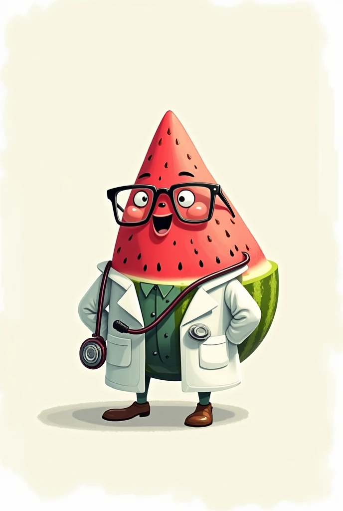 A cute slice of watermelon in a nutritionist outfit