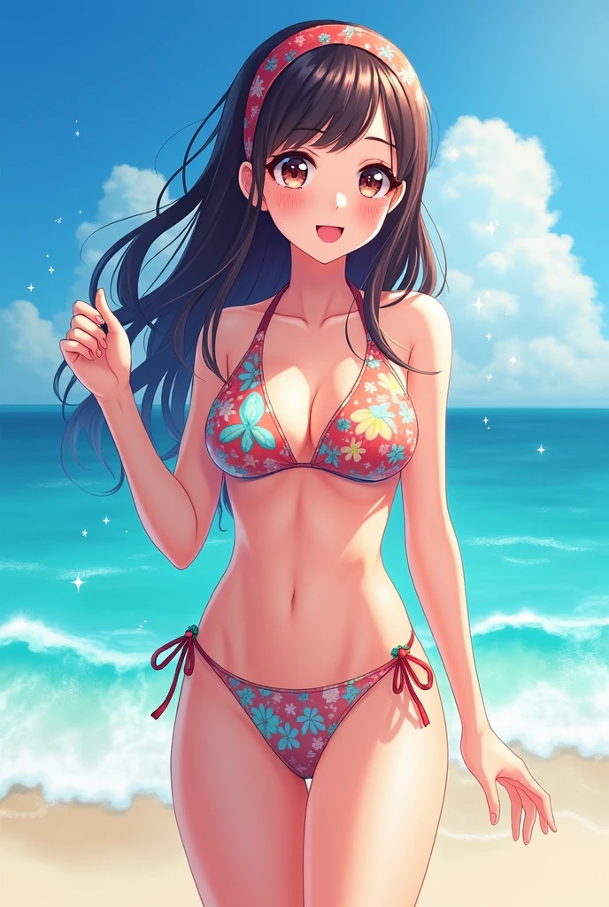 An anime style girl in a bikini