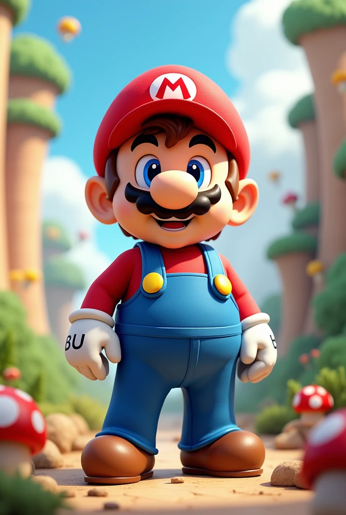 A boy with a red hat and blue pants and a big belly Mario 