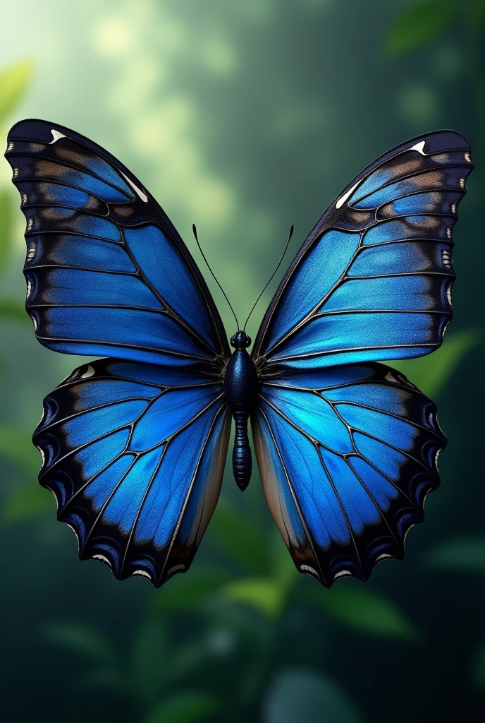 Realistic blue and black butterfly