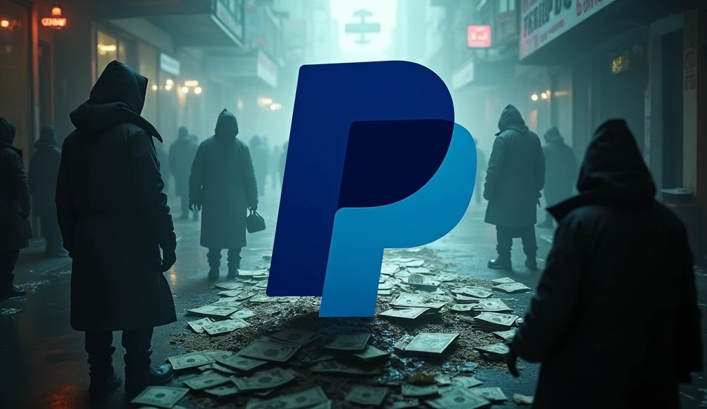 PayPal logo in a money laundering and dark corruption scenario