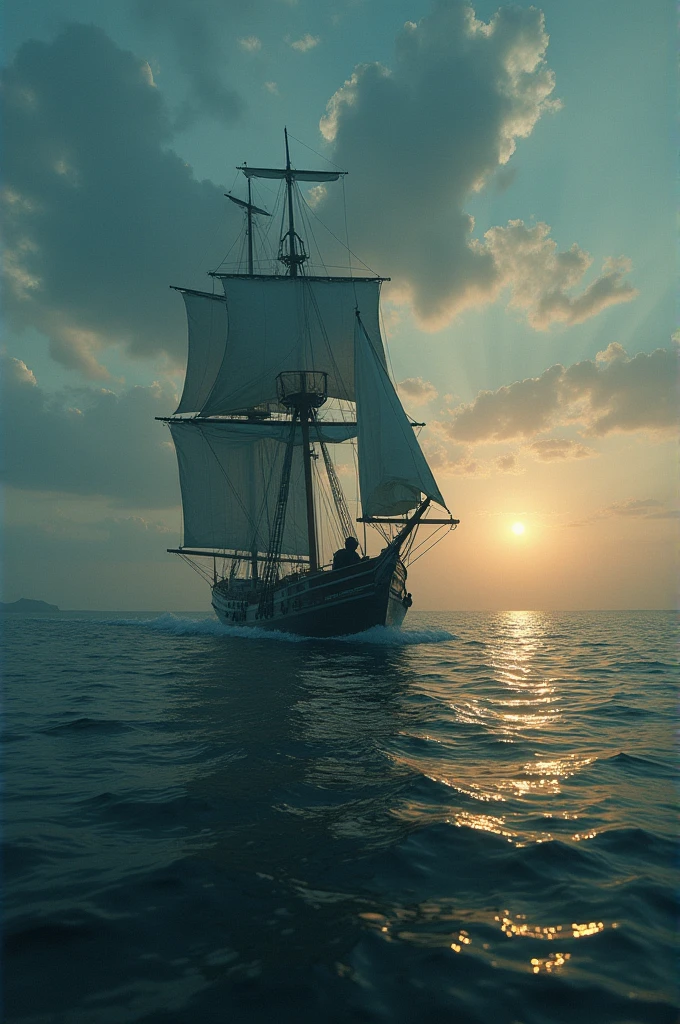 ((best quality)), ((masterpiece)), (detailed), But just as the sailor is about to be pulled under, the base alien vanishes at dawn, leaving him alone in the calm sea.
(early morning)a (in the middle sea)