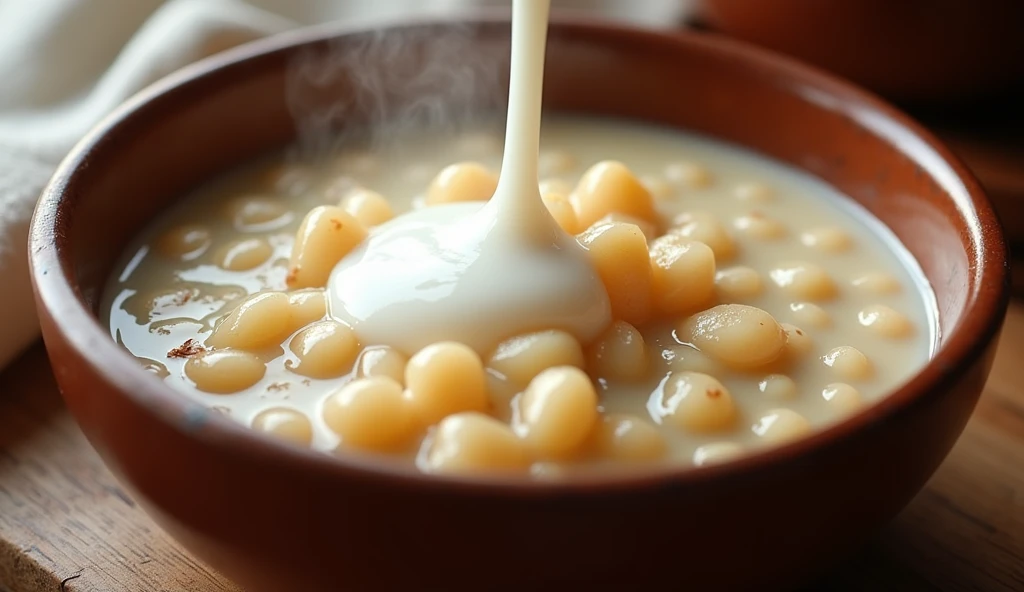 Russian dish barley porridge with milk