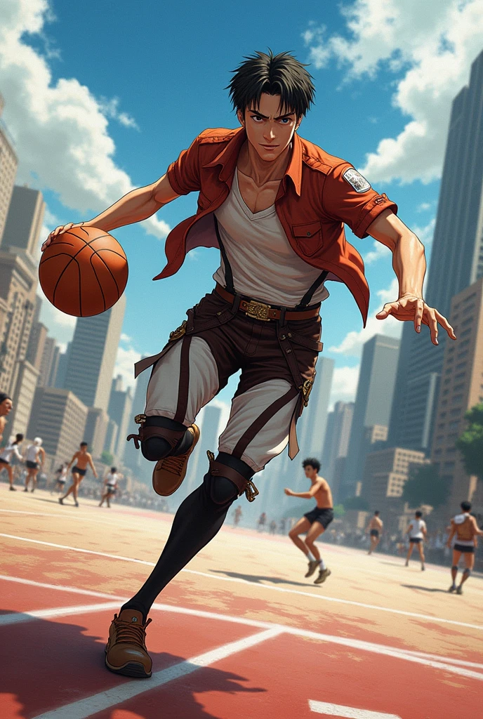 Levi akerman jugando baskettball