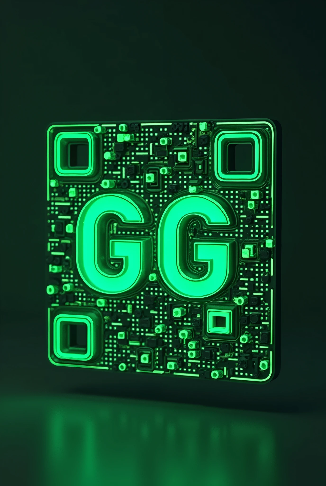 qr code with gg in the middle of the qr graphic, reduce the gg and put it in green instead of green, put a day trade graph, improve the qr for a good reading, all this inside the qr code
