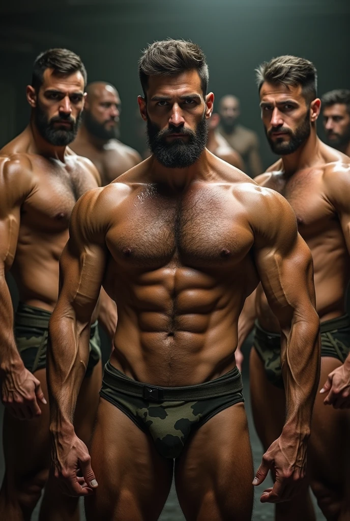 Hairy older arab bodybuilders, military, sexy underwear, huge muscles, masculine, hairy, bulge