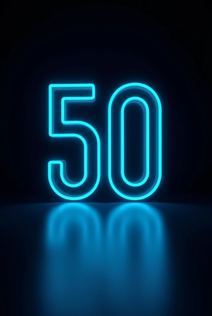 dark blue light neon saying "50K", ((black background)), metalic numbers, ((bold font)), front view