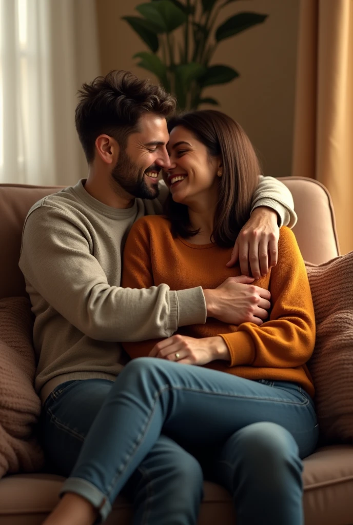 Real picture of couple on love chair