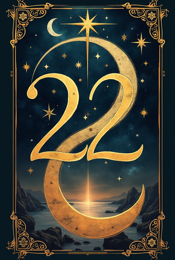 the number 22 with tarot style stars