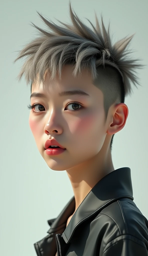 Blond gir with chinese wolf haircut, short hair, 8k, highly detailed, high quality, masterpiece, ultra detailed, vivid colors, HDR, studio lighting, physically-based rendering,Open Mouth,