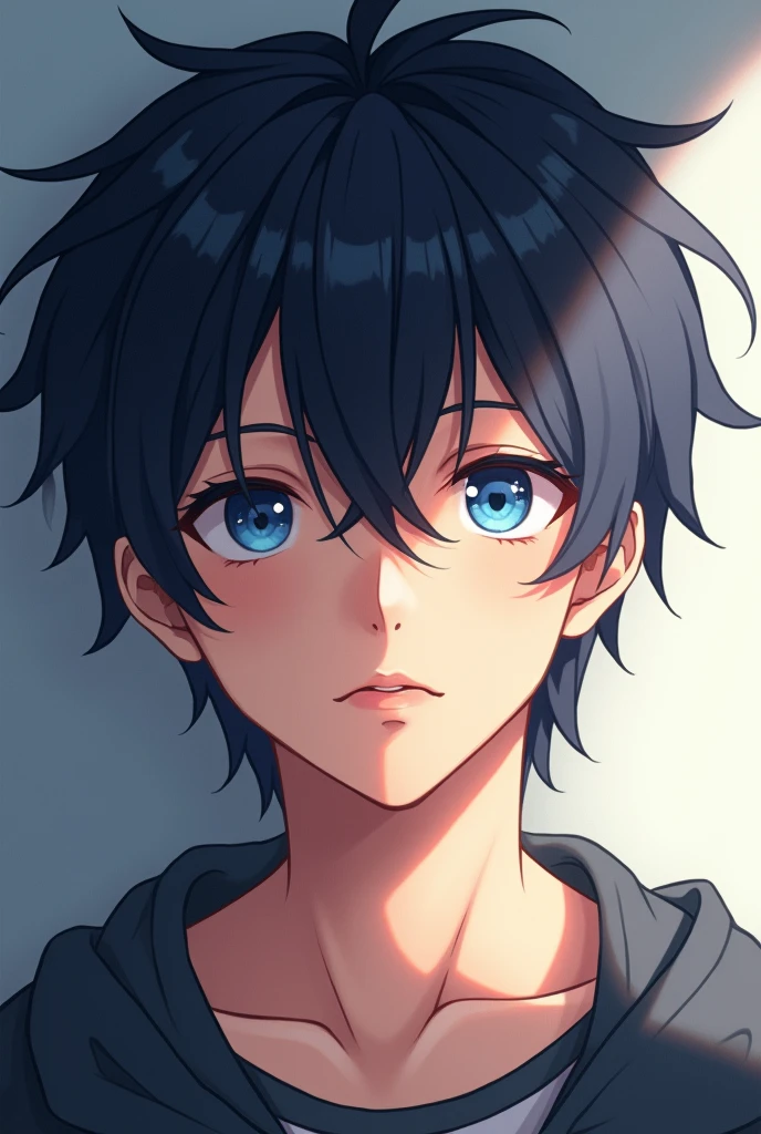 Anime boy blue eyes, sexy lips