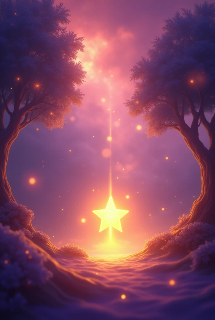 Wishing star with a purple orange background with the name wishing star in the image