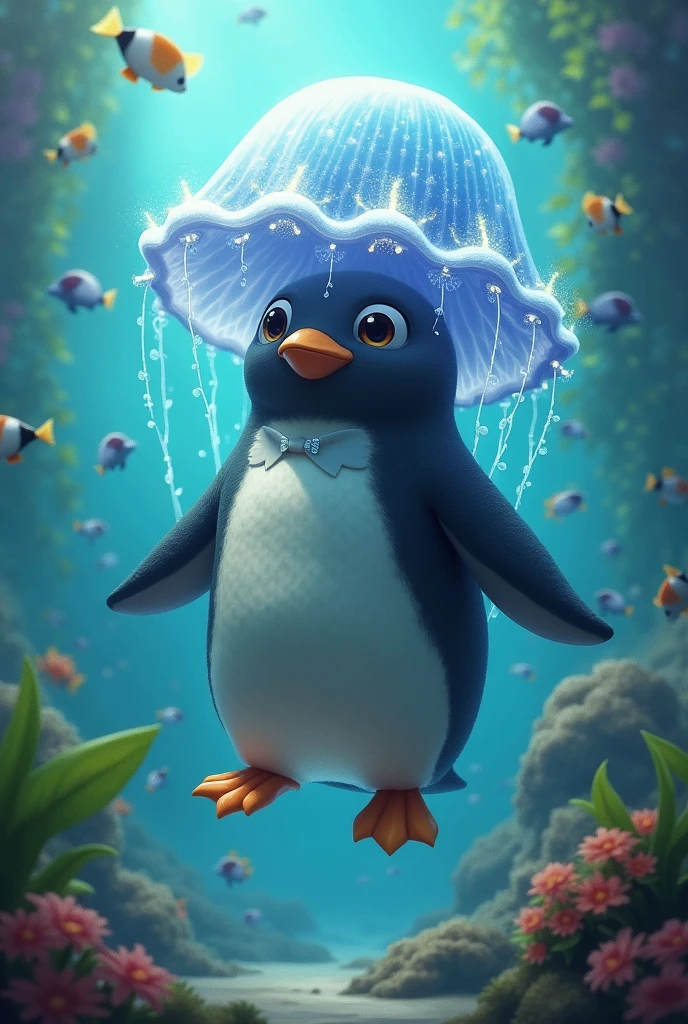 and penguin and jellyfish mix
