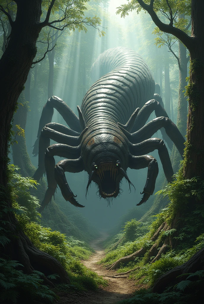Giant centipede in the forest
