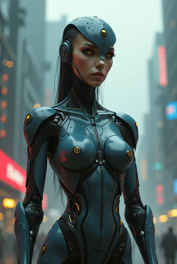 A cyberpunk robot woman