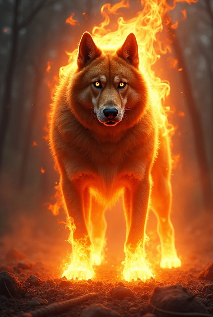 A flaming dog