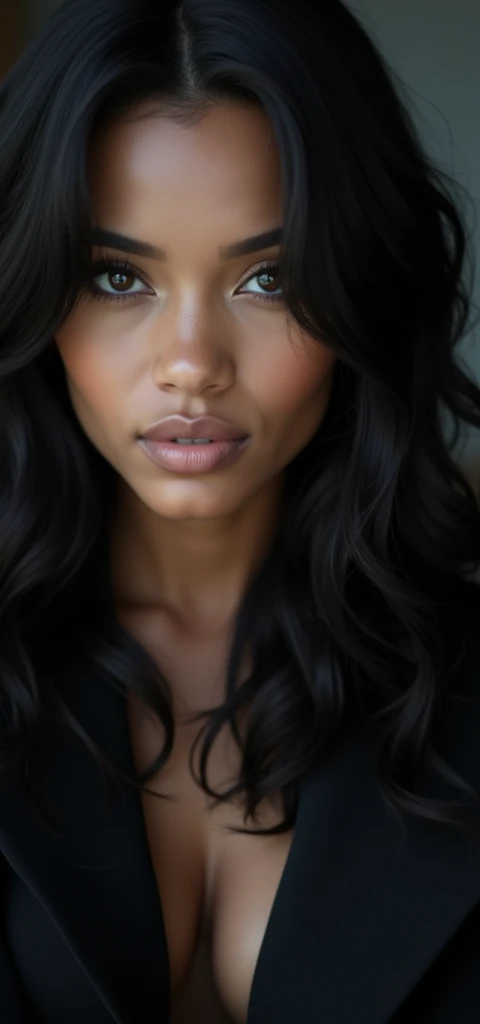 beauty black girl, african etnic, black skin, full large breasts