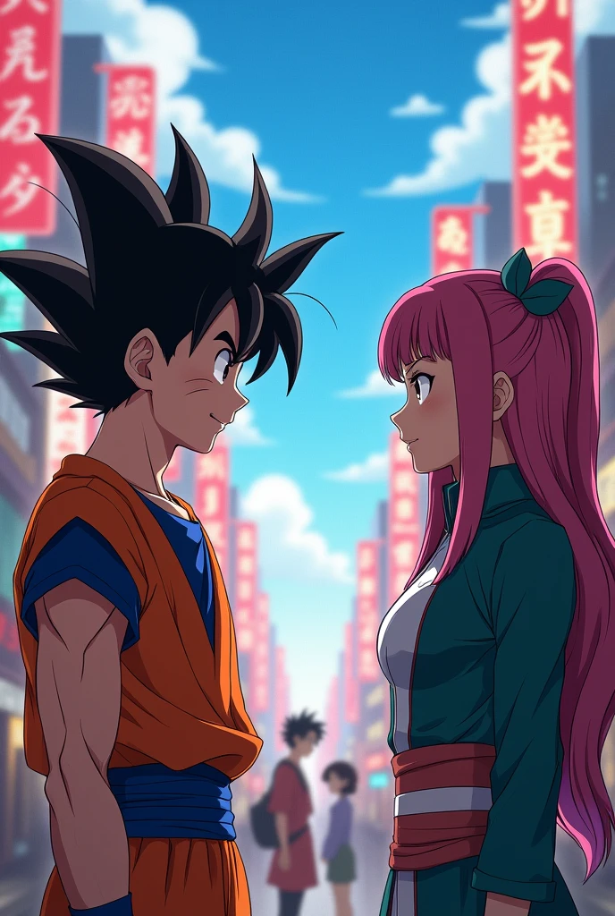 Gohan hitting on Sarada and Boruto watching