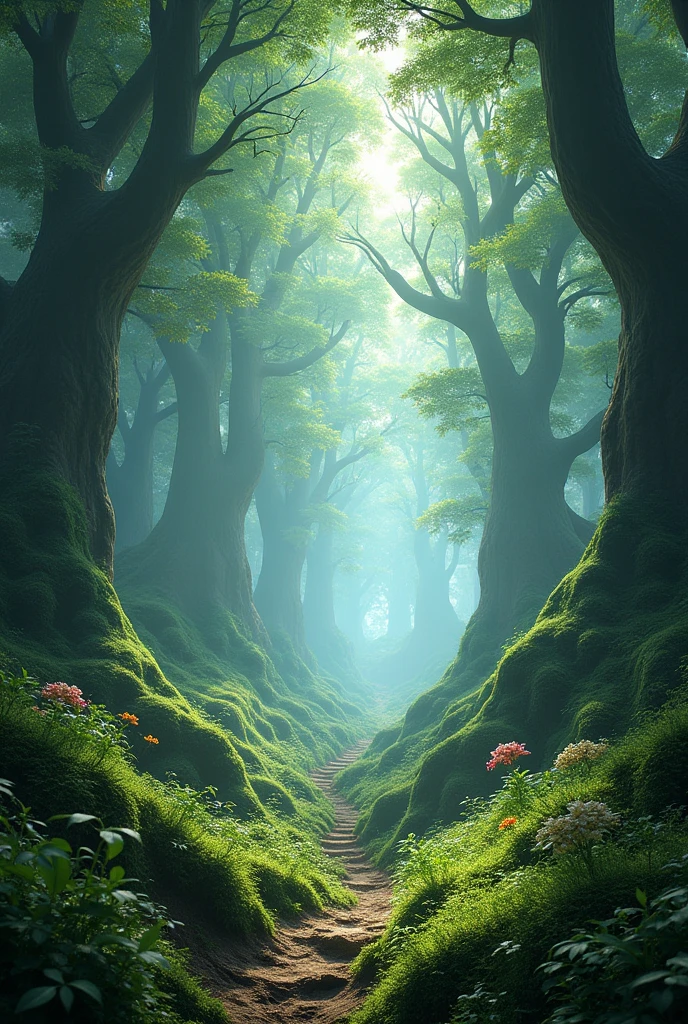 award-winning art, trending on artstation, masterpiece digital art, Dense forests: The continent is covered in vast tracts of lush, dense forests, teeming with life and home to many of the mythical creatures.