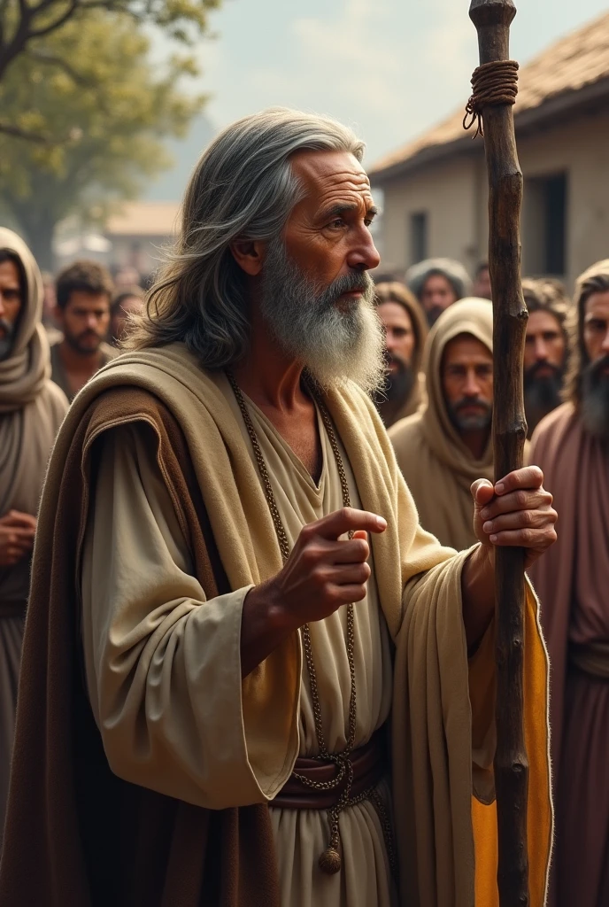 Jesus at an old age preaching to other people.
