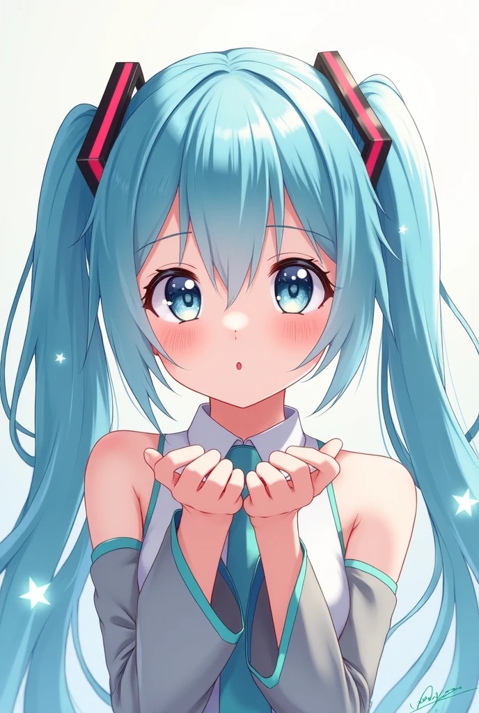 Hatsune Miku blowing a kiss to you with a smile 2D