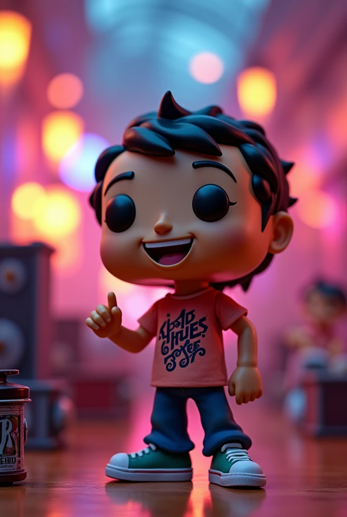 Funko pop with shirt written clearly music
