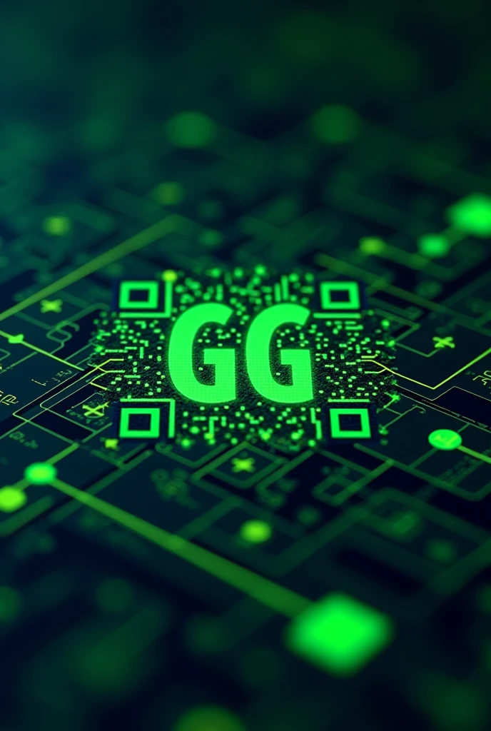 qr code with gg in the middle of the qr graphic, reduce the gg and put it in green instead of green, put a day trade graphic, improve the qr for a good reading, all this inside the qr code that is valid to be scanned with gg one facing the other