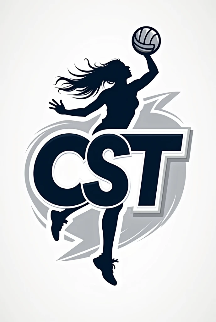 Generate a volleyball team logo inside another volleyball team logo with the letters CST 