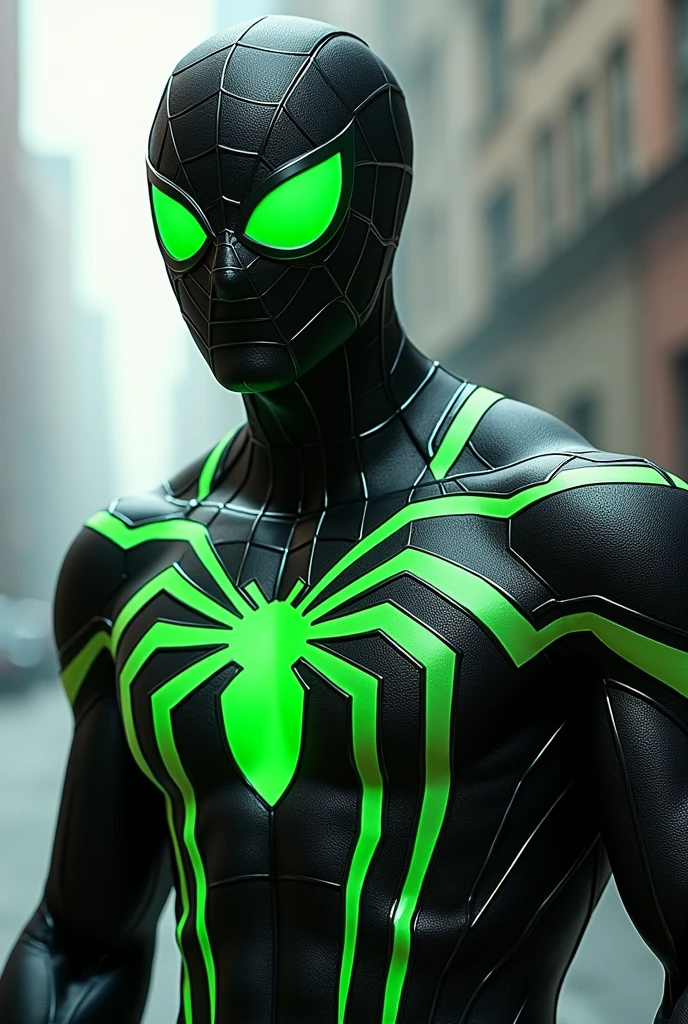A black and green spiderman with the blonde symbol.gg