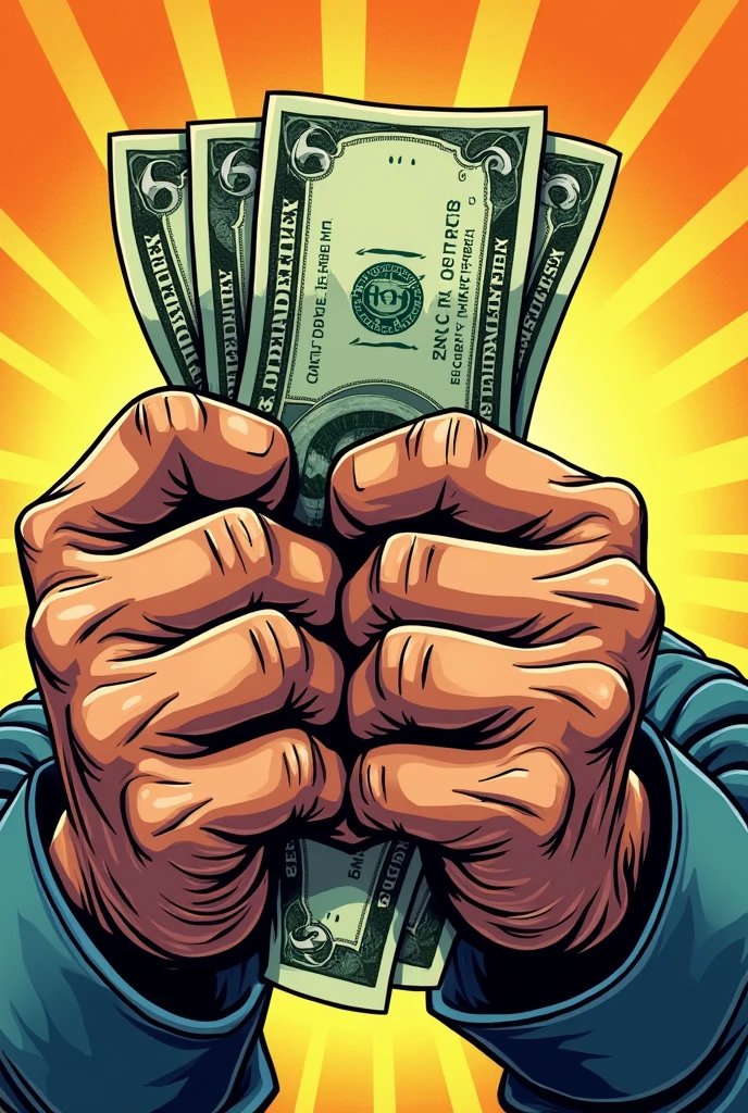 Image showing hard-working and firm hands holding a bill, symbolizing the effort behind each entry.(that the drawing style is comic-like)