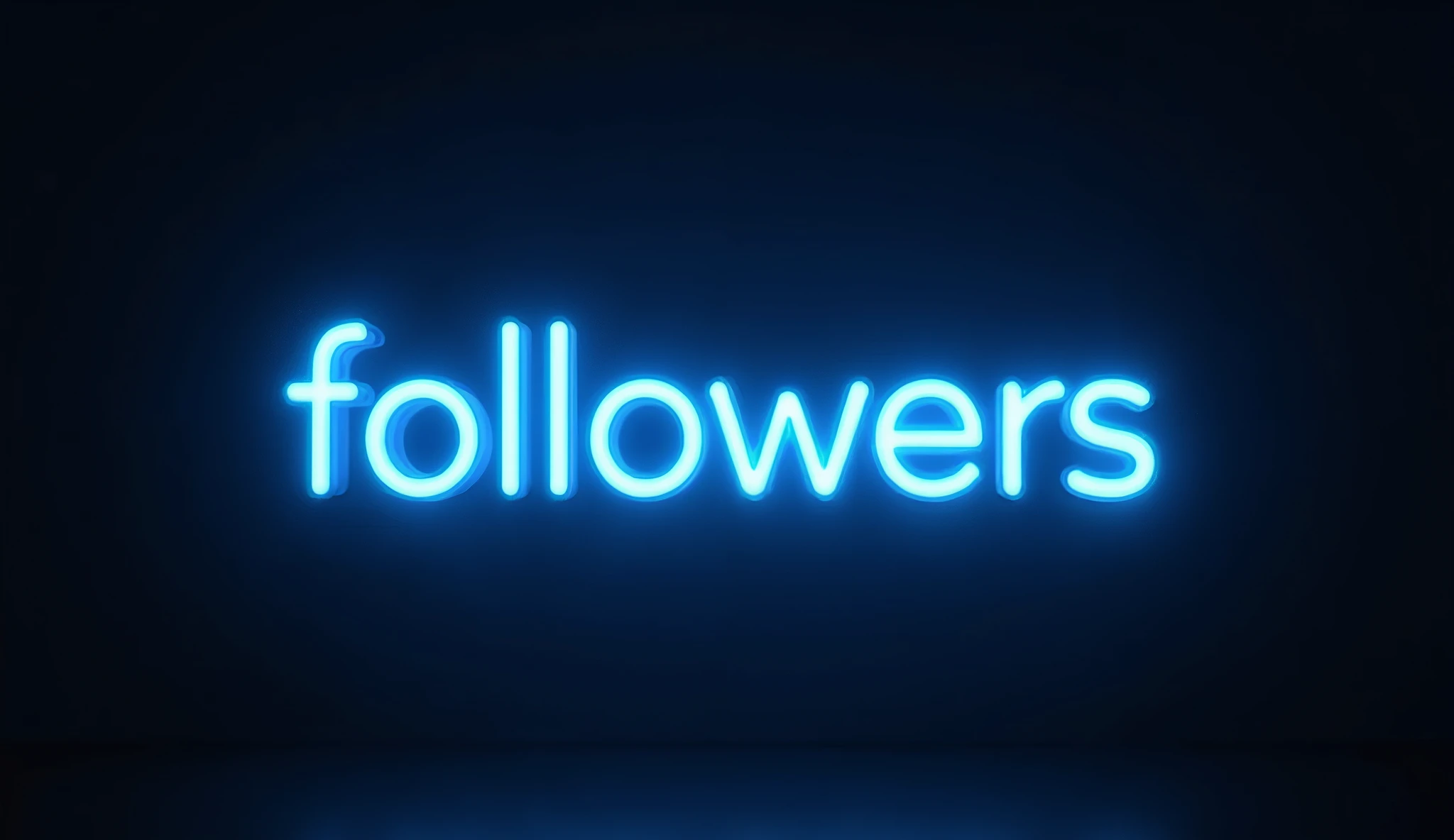 dark blue light neon saying "FOLLOWERS, black background, metalic bold font, modern design, ultra sharpen, 8k, high quality