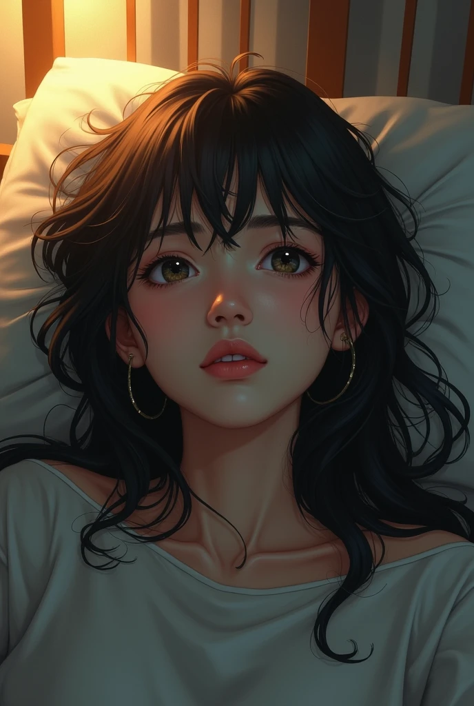 In the early morning, as the light of the morning shines in, two lovers lie on the bed, far apart. The girl has a cold look on her face.　　
A lonely face
