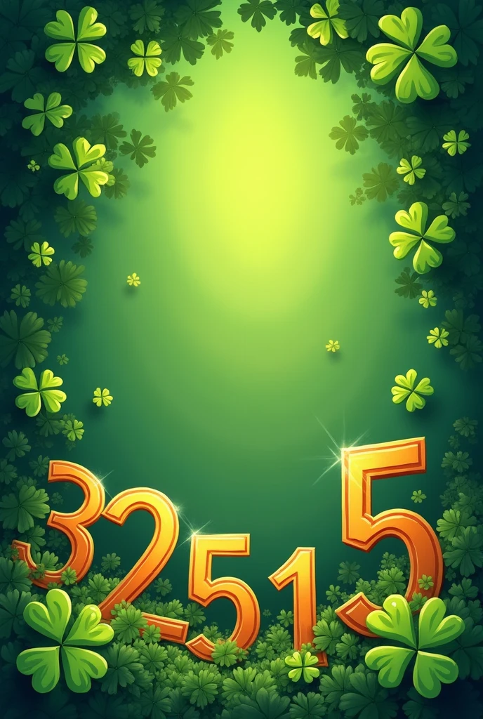 Green background with several lucky numbers drawn mega sena four leaf clover
