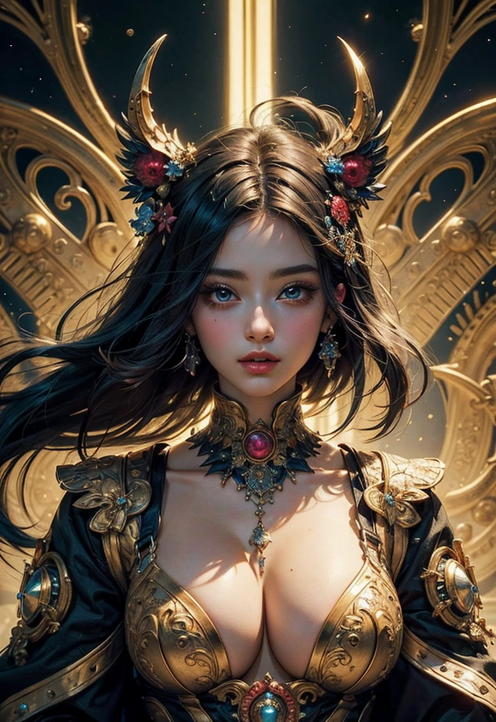 (masterpiece, Highest quality, Highest quality, Official Art, beautifully、aesthetic:1.2), (One girl), Very detailed,(Fractal Art:1.3),colorful,Most detailed、Front of face、Large breasts