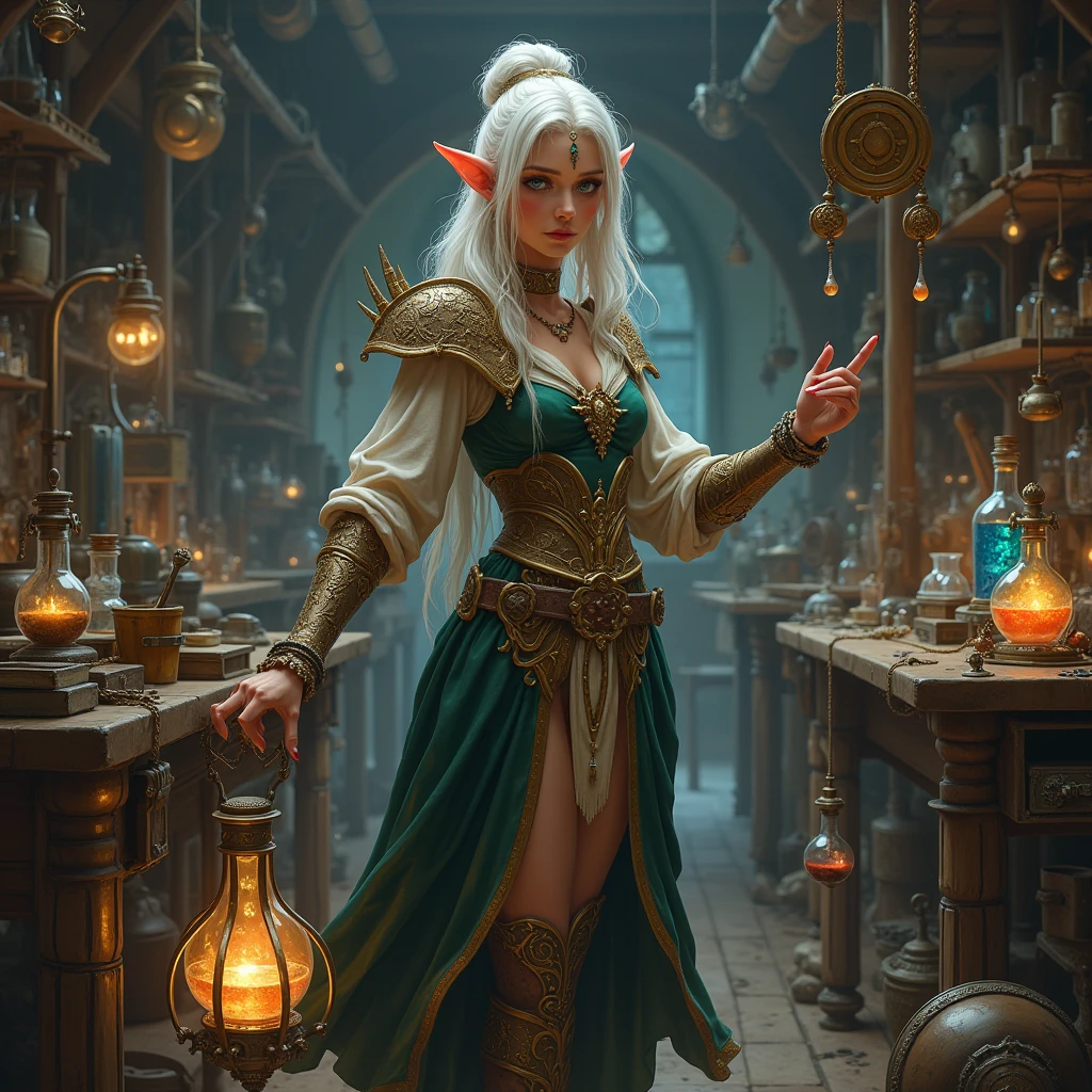 Elven Artificer and Alchemist。An Artificer is a magic engineer.、An inventor who can transform mundane objects into magical items.。Using artisan tools to manipulate mystical energy、Create a magical item、You can also use spells to create potions using alchemy supplies.。You can also use various tools to strengthen your armor or make amulets.、I'd say he's an item strengthening specialist.。The Alchemist is a subclass of the Artificer who combines chemicals to create mystical objects.。Artificers of this subclass excel at handling chemicals.、Use alchemy to create potions with various effects to help your party.。It is the oldest field among arch physicists.、Its high applicability has always been highly praised.。Dungeons&Dragons