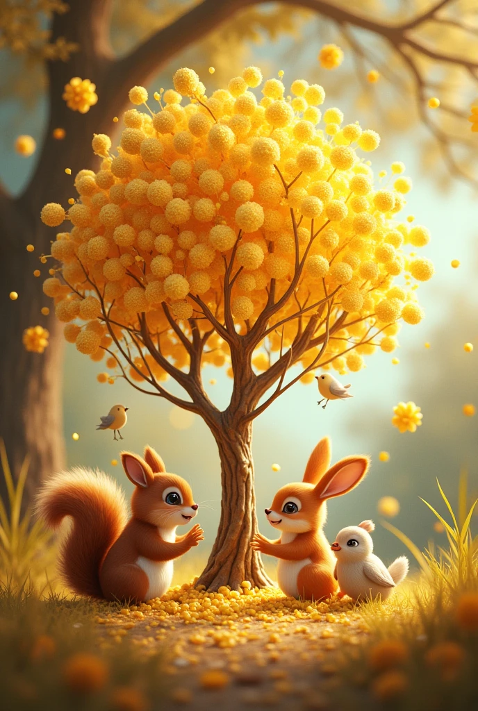 squirrel rabbit bird golden seed a golden tree