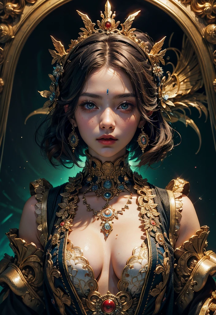 (masterpiece, Highest quality, Highest quality, Official Art, beautifully、aesthetic:1.2), (One girl), Very detailed,(Fractal Art:1.3),colorful,Most detailed、Front of face、chest