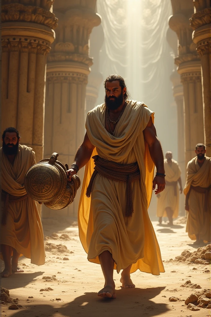 Figure of a Levite priest moving heavy objects in the desert tabernacle 