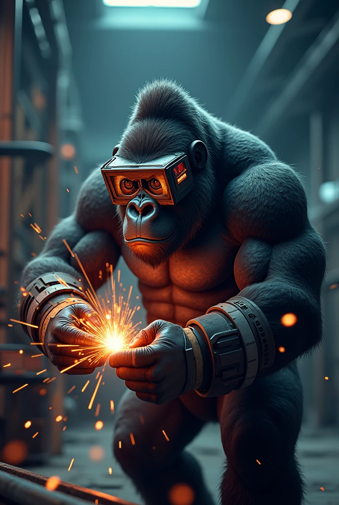 From a gorilla welding animated logo with simple electronic mask