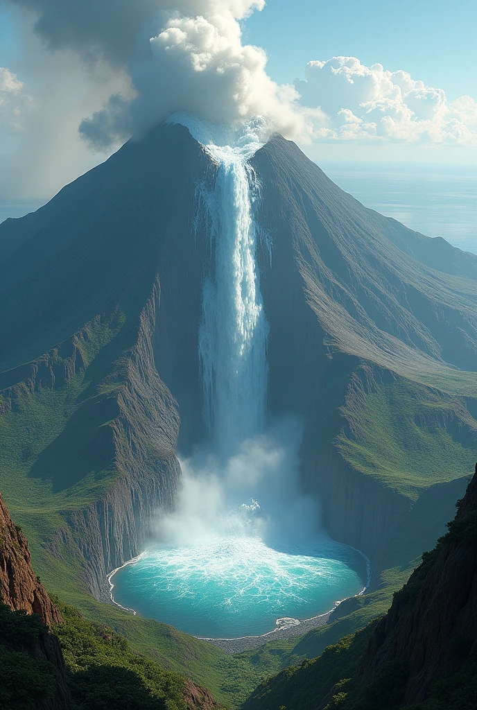 Volcano spewing water