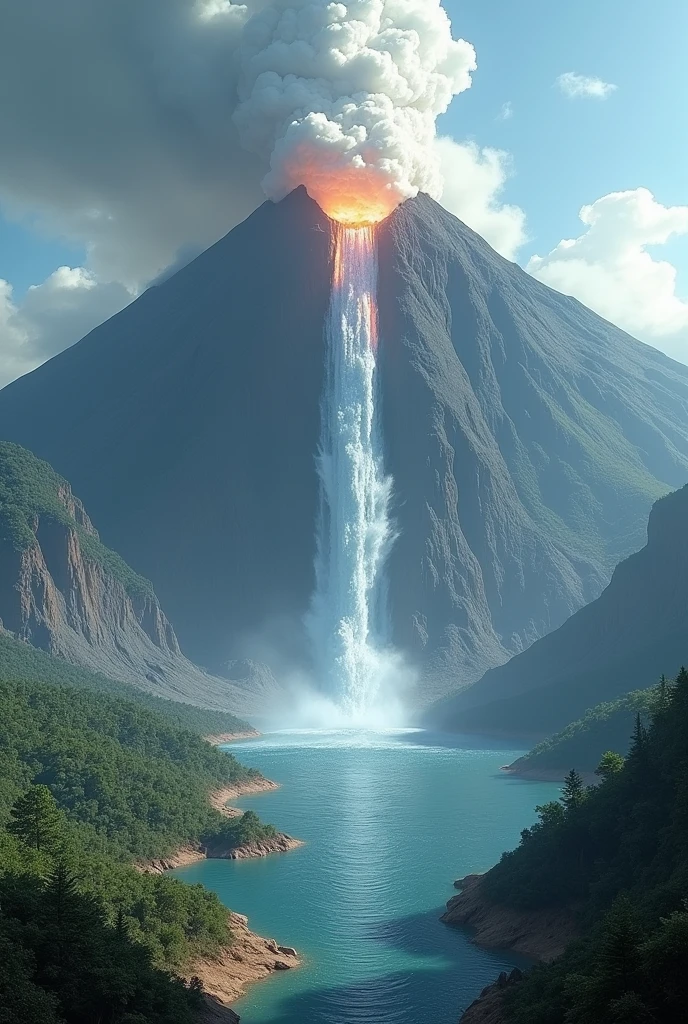 Volcano spewing water 