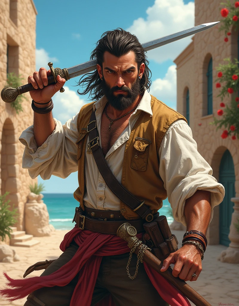 1man swashbuckler duelist rogue medieval mediterranean raggedclothes rapier cockysmile
