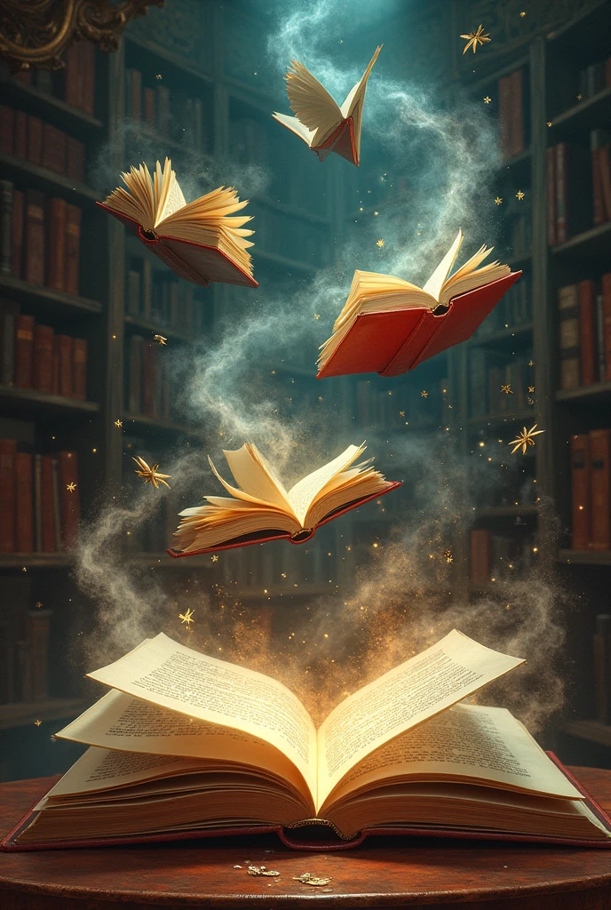 Literature Cover With Animated Books