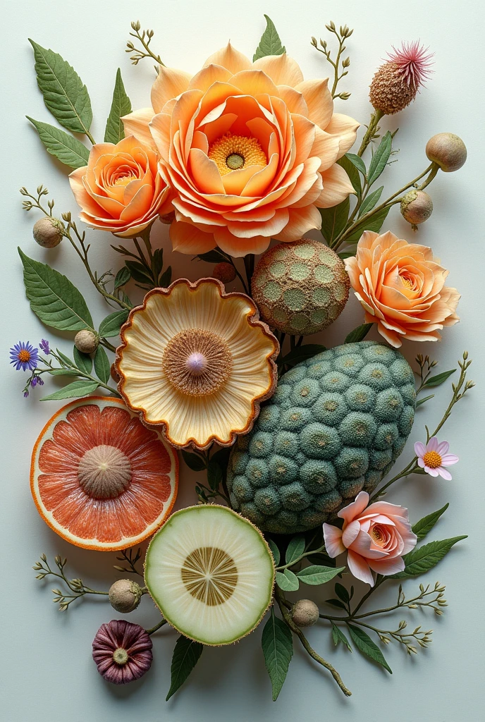 (photorealism:1.2), Biology material collage as cover