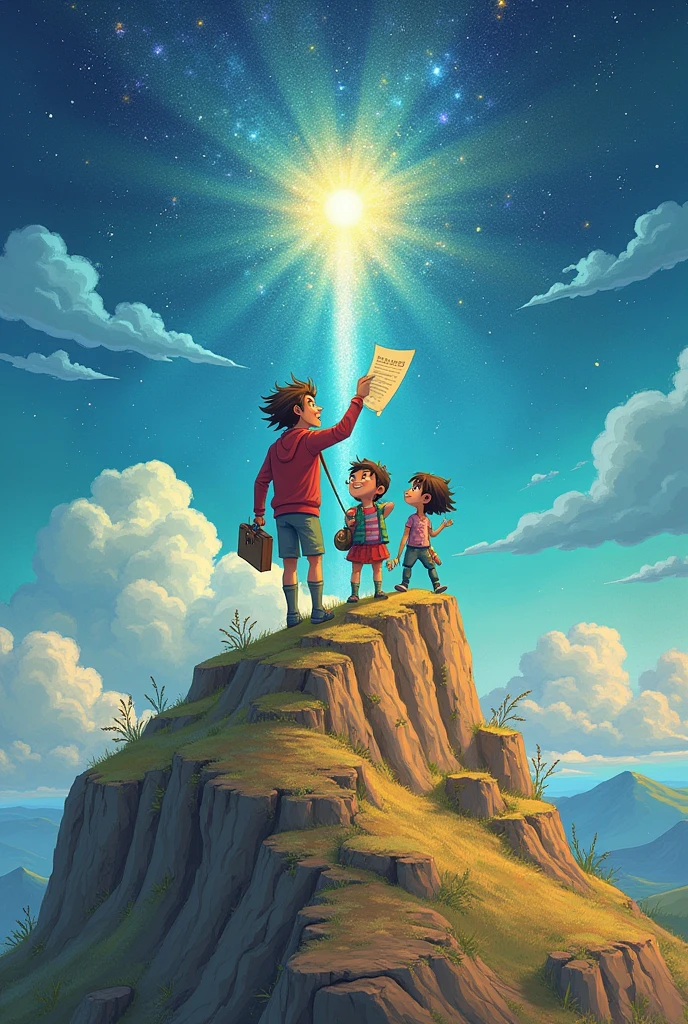 Can you make me the illustrations for this story? **Title: "Emotions in the Realm of Decisions"**

En un mundo brillante and colorido, where everything was possible, There was a magical kingdom called Decisions. In this kingdom lived three characters who represented the forces that guided the lives of young people.: **Orders**, **traditions** and **Whims**. Each one had a special role, but they were often in a great debate about who had control.

**Orders** era una figura alta and autoritaria, always with a list of rules in hand. "Things should be done this way!", He used to say in a firm voice. At his side was **traditions**, que llevaba una chaqueta colorida and siempre hablaba de lo que "It has always been done". "We must follow the traditions", He said con un tono nostálgico.

But in the corner of the kingdom, había un pequeño and travieso personaje llamado **Whims**. Era un ser lleno de energía and curiosidad, always wanting to explore new ideas. "¡Es divertido hacer lo que ando quiero!", exclaimed, jumping from one side to the other.

One day, The three of them decided to take a trip to Decision Mountain., un lugar donde se He said que podían encontrar la verdad sobre su rol en la vida de los jóvenes. While climbing the mountain, They started arguing.

**Orders** He said: "Young people must follow my rules! Without me, would be lost. ¡Necesitan saber cuándo hacer la tarea and cuándo irse a dormir!"

**traditions** answered: "But customs are important too. Without them, They wouldn&#39;t know how to celebrate their birthday or enjoy the holidays.. Traditions unite us!"

At that moment, **Whims** intervened: "But not everything has to be like this! Sometimes, What we really want is what we feel inside. You should try it! Isn&#39;t it fun to do something unexpected??"

Los tres personajes llegaron a la cima de la montaña and encontraron un espejo mágico. Looking at him, cada uno saw lo que realmente representaba. **Orders** saw 