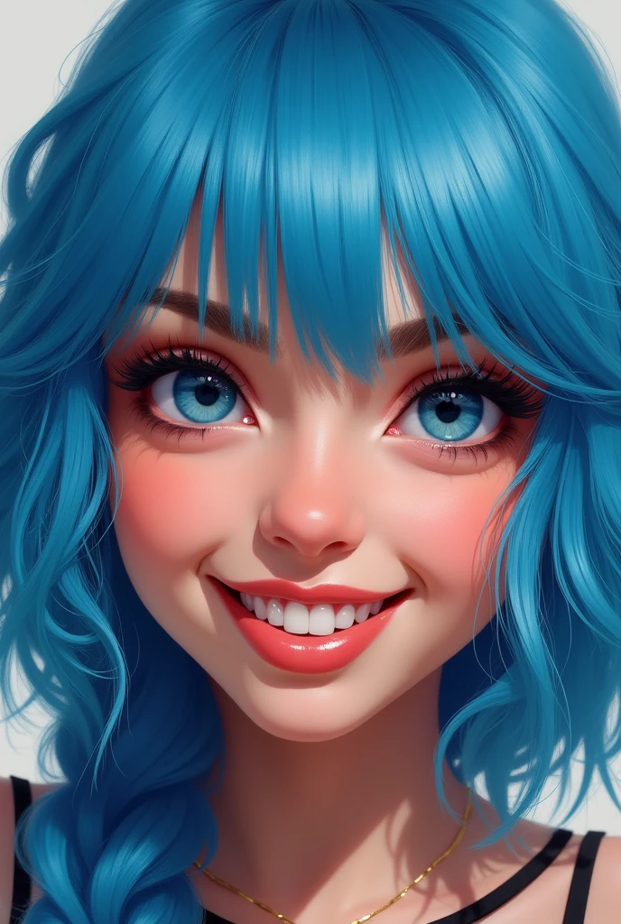 has the singer blessd from colombia blue hair smiling straight ahead