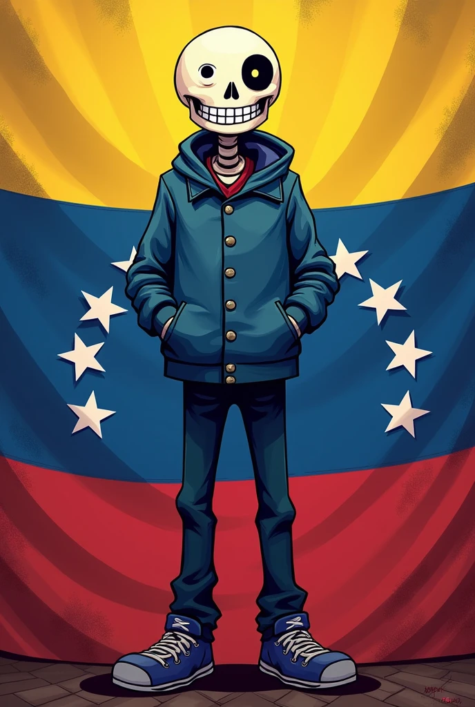 Sans Undertale with the flag of Zulia 