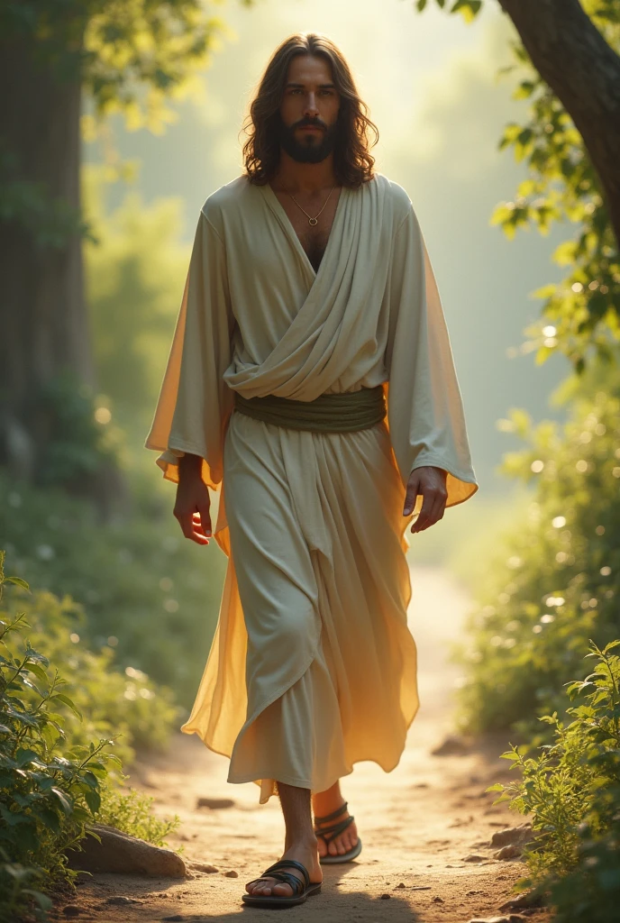 jesus walking backwards 
