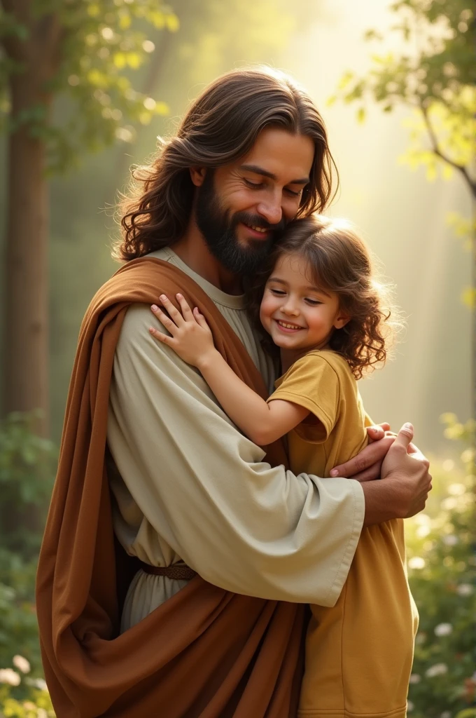 Jesus hugging a boy 