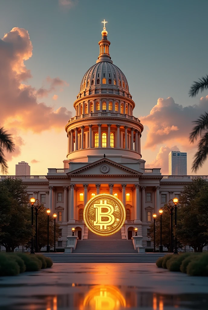 Texas capitol Building 3D Gold Crypto Coin Symbol